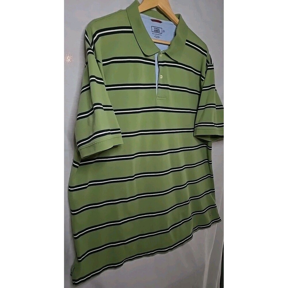 Wrangler Jeans Co Polo Real Comfortable Shirt, Sz 2XL, Green Stiped - Picture 3 of 10